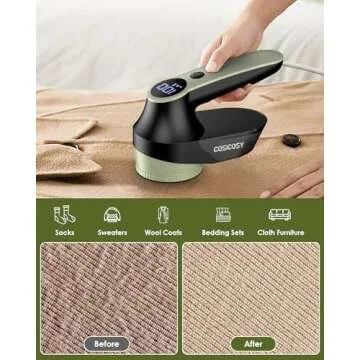 Fabric Shaver Rechargeable, Cosicosy Electric Lint Remover Shaver with 3 Blades & Digital Display, Electric Defuzzer Fabric Shaver Fuzz Remover for Clothing Couch Furniture Carpet