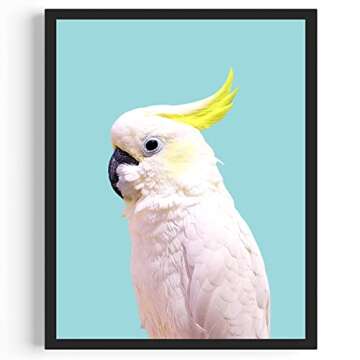 Boho Decor Tropical Bird Tropical Decor Tropical Art Bird Print Parrot Print Parrot Art Bird Photography Bohemian Art Mint Wall Art Cockatoo Light Blue Art Turquoise Art 8x10