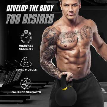 Yes4All Powder Coated Cast Iron Kettlebell 32 KG Strength Training