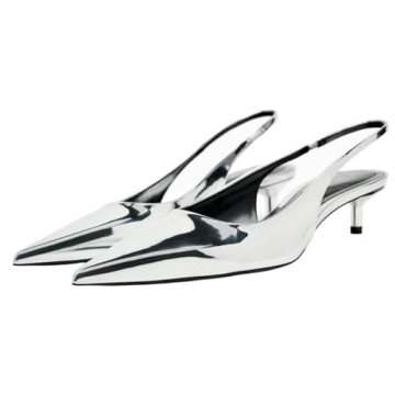 VOLEECE Metallic Slingback Kitten Heels for Women - Comfortable & Stylish Pumps