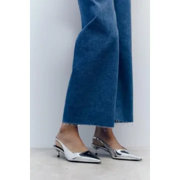 Stylish VOLEECE Metallic Slingback Kitten Heels for Women