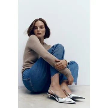 Stylish VOLEECE Metallic Slingback Kitten Heels for Women