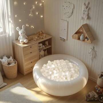 TRENDPLAY Star Ball Pit Balls for Toddlers - 100 Count Star Balls Different Shapes, Non-Toxic Plastic Balls for Safe Play, Boys Girls Festival Party Decoration, Beige+ Clear