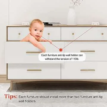 EUDEMON Baby Safety Anti-Tip Furniture Anchor Straps 2 Pack