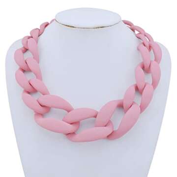 Bocar Statement Chunky Fashion Acrylic Beads Choker Chain Necklace for Women Gifts (NK-10510-Candy P...