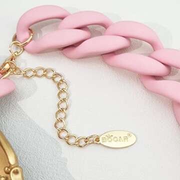 Bocar Statement Chunky Fashion Acrylic Beads Choker Chain Necklace for Women Gifts (NK-10510-Candy Pink)