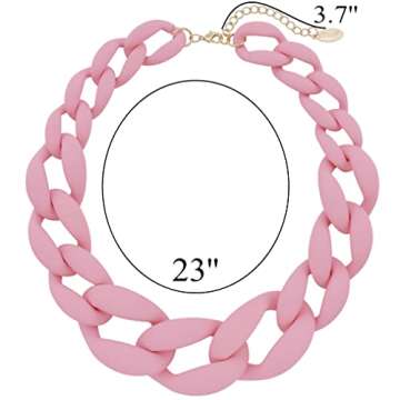 Bocar Statement Chunky Fashion Acrylic Beads Choker Chain Necklace for Women Gifts (NK-10510-Candy Pink)