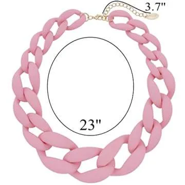 Bocar Statement Chunky Fashion Acrylic Beads Choker Chain Necklace for Women Gifts (NK-10510-Candy Pink)