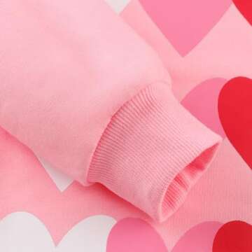 RETSUGO Little Girl Outfit Girls Heart Clothes Pink Heart Print Sweatshirt and Sweatpants Heart Outfits for Girls Valentines Day Outfit Size 5/6784