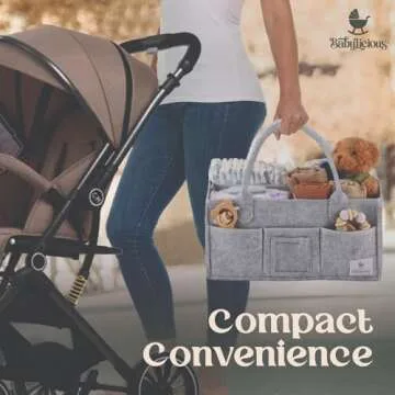 Babylicious Baby Diaper Caddy Organizer | Felt Changing Table Organizer - Large | Diaper Organizer for Changing Table | Name Card Included - Newborn Essentials Must Haves for Parents Heather Grey