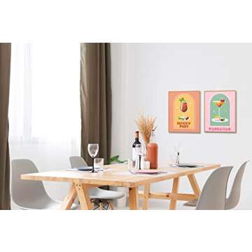 MINI ZOZI Bar Cart Colorful Wall Art Decor 8X10 9PCS Aesthetic Room Funky Trendy Prints Cute Posters Of Wine Cocktail Alcohol College Dorm Preppy Danish Pastel Apartment Living Room Poster Pink Print