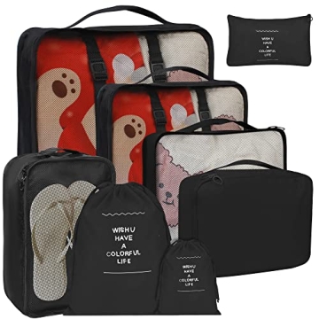 Kingdalux 8 Set Packing Cubes: Durable Travel Organizers for Efficient Packing