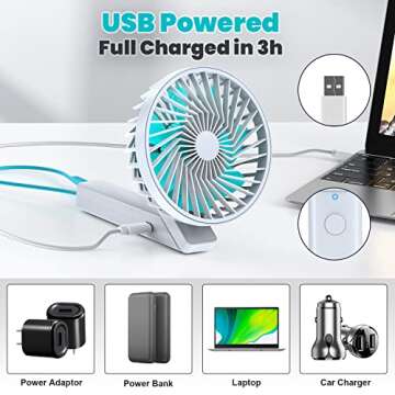 VersionTECH. Handheld Fan, Small Portable Personal Mini Desk Table Folding Fan with USB Rechargeable Battery Operated Electric Fan for Office Outdoor Sport Household Traveling Camping (white)