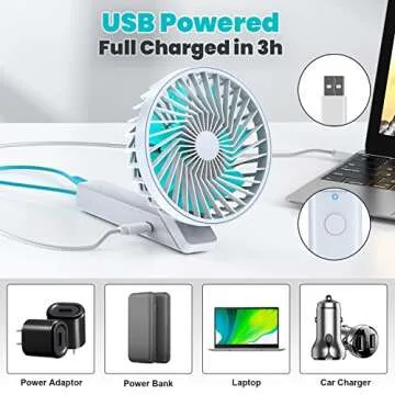 VersionTECH. Handheld Fan, Small Portable Personal Mini Desk Table Folding Fan with USB Rechargeable Battery Operated Electric Fan for Office Outdoor Sport Household Traveling Camping (white)