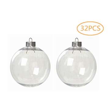 Darice Case of 32 Clear Plastic Round Ball Ornaments