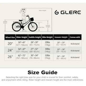 Glerc 24 Inch Beach Cruiser Bike, 6-Speed Hybrid City Bicycle for Girls Youth and Over 6 Years Old, Missy Bike with Wicker Basket & Lightweight, White