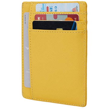 LinsCraft Leather RFID Blocking Minimalist Credit Card Holder Slim Pocket Wallets for Men Women