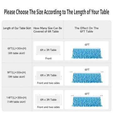 leegleri 6FT Tulle Ruffle Curly Willow Table Skirt for Rectangle or Round Tables, Under The Sea Ocean Blue Baby Shark Themed Tutu Table Skirt for Baby Shower, Birthday Party