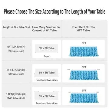 leegleri 6FT Tulle Ruffle Curly Willow Table Skirt for Rectangle or Round Tables, Under The Sea Ocean Blue Baby Shark Themed Tutu Table Skirt for Baby Shower, Birthday Party