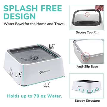 LumoLeaf No Spill Dog Water Bowl - 70oz, Drip-Free Design