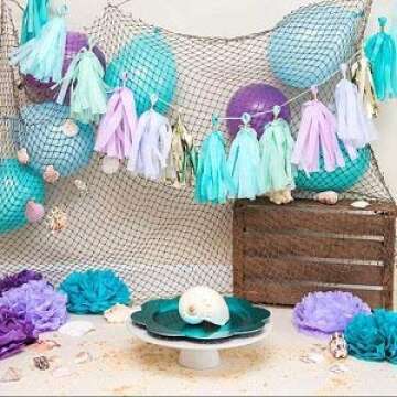 Fonder Mols Tassels Garland Tissue Paper Tassels Banner DIY Kit for Mermaid themed Party Decorations (Pack of 35, Color Lavender-Mint-Blue-Rainbow) A09