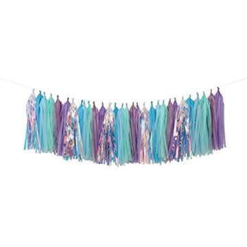 Fonder Mols Tassels Garland Tissue Paper Tassels Banner DIY Kit for Mermaid themed Party Decorations (Pack of 35, Color Lavender-Mint-Blue-Rainbow) A09