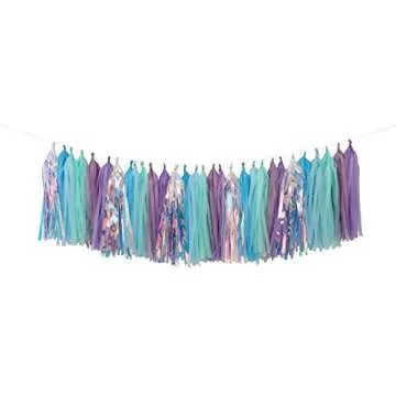 Fonder Mols Tassels Garland Tissue Paper Tassels Banner DIY Kit for Mermaid themed Party Decorations (Pack of 35, Color Lavender-Mint-Blue-Rainbow) A09