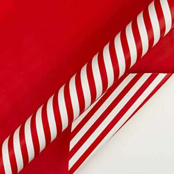 WRAPAHOLIC Reversible Wrapping Paper - Red and Stripes Design for Birthday, Holiday, Wedding, Baby S...