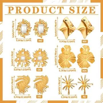 Glenmal 6 Pair Gold Color Threader Dangle Earrings Long Chain Statement Drop Dangle Earrings Jewelry for Women(Lovely Style)