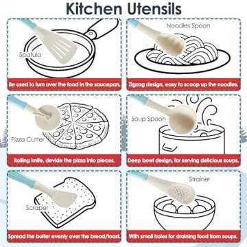 BUYGER Pretend Play Kitchen Accessories Toys Set, Cookware Pots and Pans Cooking Utensils Playset Gifts for 3 4 5 Years Old Kids Girls Boys Toddler