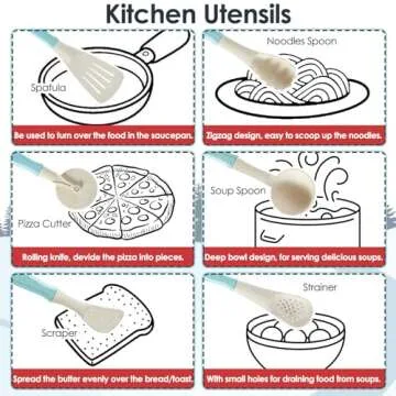 BUYGER Pretend Play Kitchen Accessories Toys Set, Cookware Pots and Pans Cooking Utensils Playset Gifts for 3 4 5 Years Old Kids Girls Boys Toddler