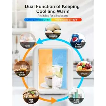 CROWNFUL Mini Fridge, 4 Liter/6 Cans Portable Skincare Fridge, AC/DC Cooler and Warmer Personal Refrigerator for Bedroom, Car, Dorm, Office, Food, ETL Listed (white)