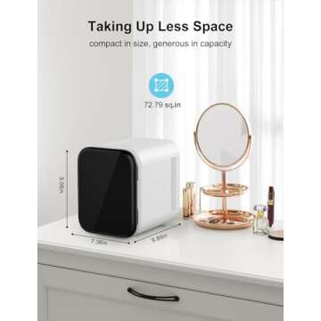 CROWNFUL Mini Fridge, 4 Liter/6 Cans Portable Skincare Fridge, AC/DC Cooler and Warmer Personal Refrigerator for Bedroom, Car, Dorm, Office, Food, ETL Listed (white)