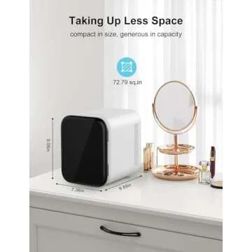 CROWNFUL Mini Fridge, 4 Liter/6 Cans Portable Skincare Fridge, AC/DC Cooler and Warmer Personal Refrigerator for Bedroom, Car, Dorm, Office, Food, ETL Listed (white)