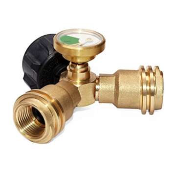 DOZYANT Propane Splitter, Propane Tank Y Splitter Adapter with Gauge, 2 Way LP Gas Adapter Tee Conne...