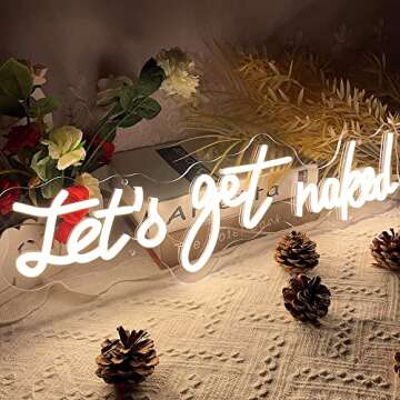 Lets Get Naked Neon Sign-Custom Personalized Home Bedroom Wall Decor LED Neon Light Signs Large Indo...