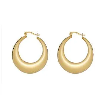 Edforce Chunky Gold Plated Hoop Earrings