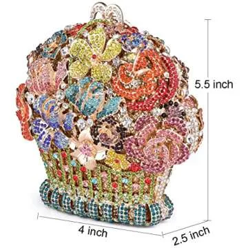 MOSSMON Flower Crystal Evening Clutch Bag Elegant Bride Wedding Party Purse for Women