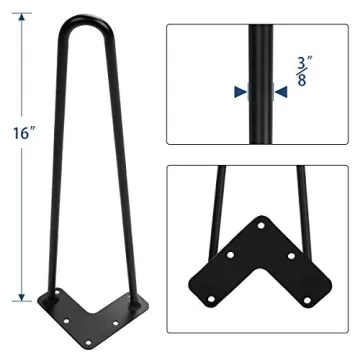 16" Black Hairpin Legs for Heavy Duty DIY Projects