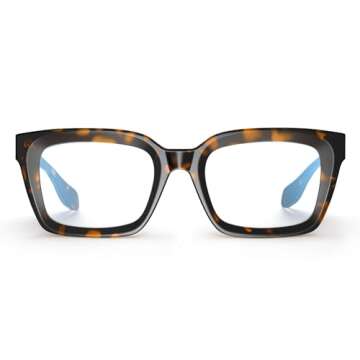 VISOONE Fashion Blue Light Blocking Glasses Square with Anti Computer Glare for Gaming Women and Men MONTANA