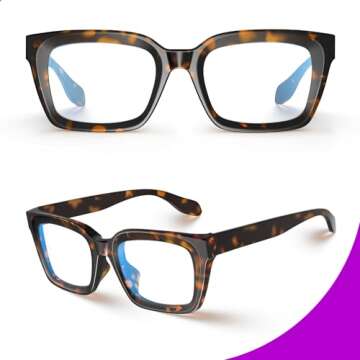 VISOONE Fashion Blue Light Blocking Glasses Square with Anti Computer Glare for Gaming Women and Men MONTANA