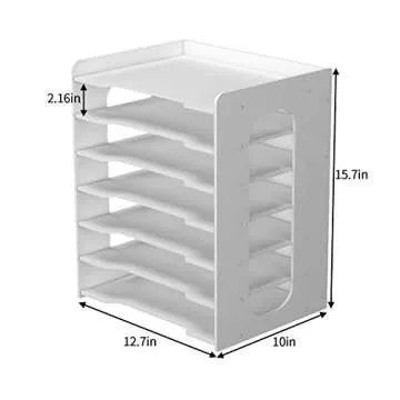 Natwind Office 7 Tiers File Paper Organizer for Desk Desktop White File Holder Office Desk Organizer Mail Letter Tray & Paper Sorter Document Notebooks Storage Rack for Home Office School Classroom