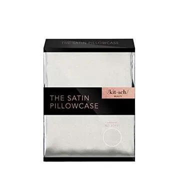 Kitsch Satin Pillowcase for Hair & Skin - Softer Than Silk, Cooling with Zipper, 7 Silver, Queen (2 Pack)