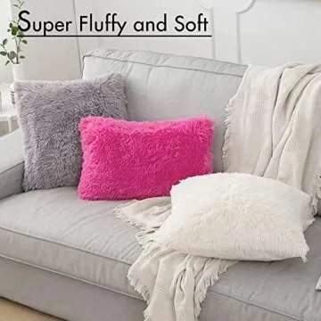 MIULEE Luxury Faux Fur Throw Pillow Covers for Cozy Decor