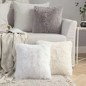 MIULEE Luxury Faux Fur Throw Pillow Covers for Cozy Decor