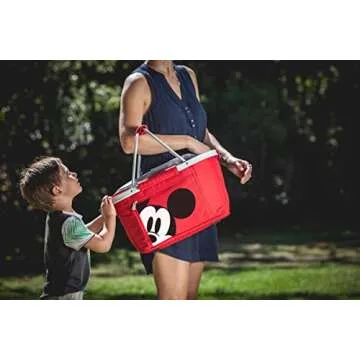 ONIVA - a Picnic Time brand - Disney Mickey Mouse Metro Shopping Basket, Insulated Picnic Basket, Collapsible Market Basket, Utility Tote Cooler Bag, (Red), Disney Mickey Mouse - Red, 19 x 12 x 9