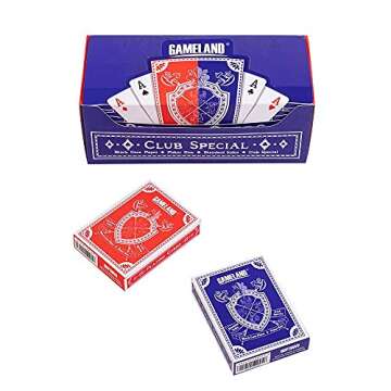 GAMELAND 12 Decks (6 Red/6 Blue) Premium Playing Cards Set - Plastic-Coated, Poker Size, Standard Index, for Blackjack, Euchre, Canasta, Pinochle Card Game, Casino Grade