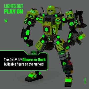 JITTERYGIT Mech Buildable Robot Glow in The Dark STEM Action Figure Toy Set, Cool Space Super Hero Christmas Birthday Gift, Xmas 3 in 1 Present DIY for Boys, Girls, Teen 6 7 8 9 10 Year Olds