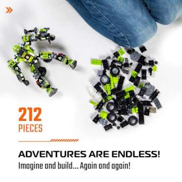 JITTERYGIT Mech Buildable Robot Glow in The Dark STEM Action Figure Toy Set, Cool Space Super Hero Christmas Birthday Gift, Xmas 3 in 1 Present DIY for Boys, Girls, Teen 6 7 8 9 10 Year Olds