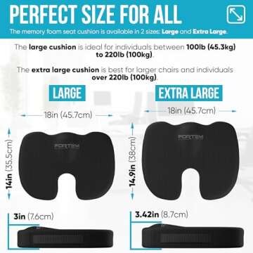 Ultimate Comfort FORTEM Office Chair Cushion - Ergonomic Back Support and Pain Relief